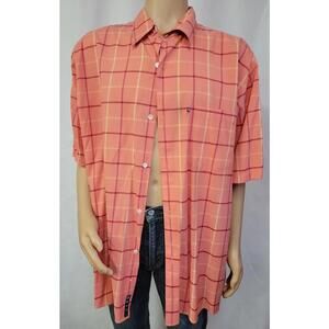 Vintage Karl Kani Jeans Button Up Shirt Mens Size XL Plaid coral red #WM1